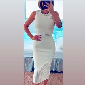 White bodycon midi dress